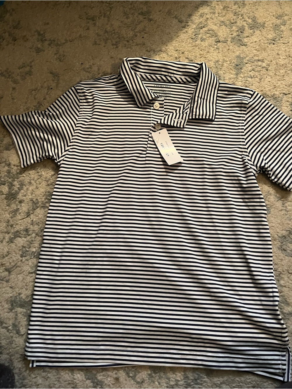 Striped Polo Shirt in White and Navy
